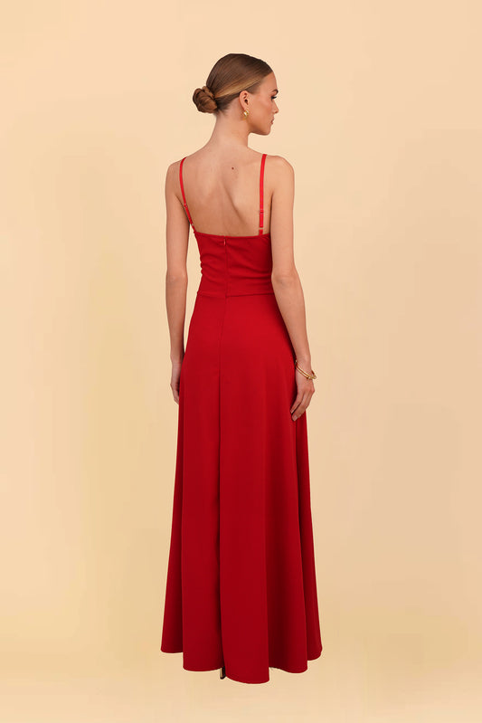 ANNIE Cherry Red Maxi Dress