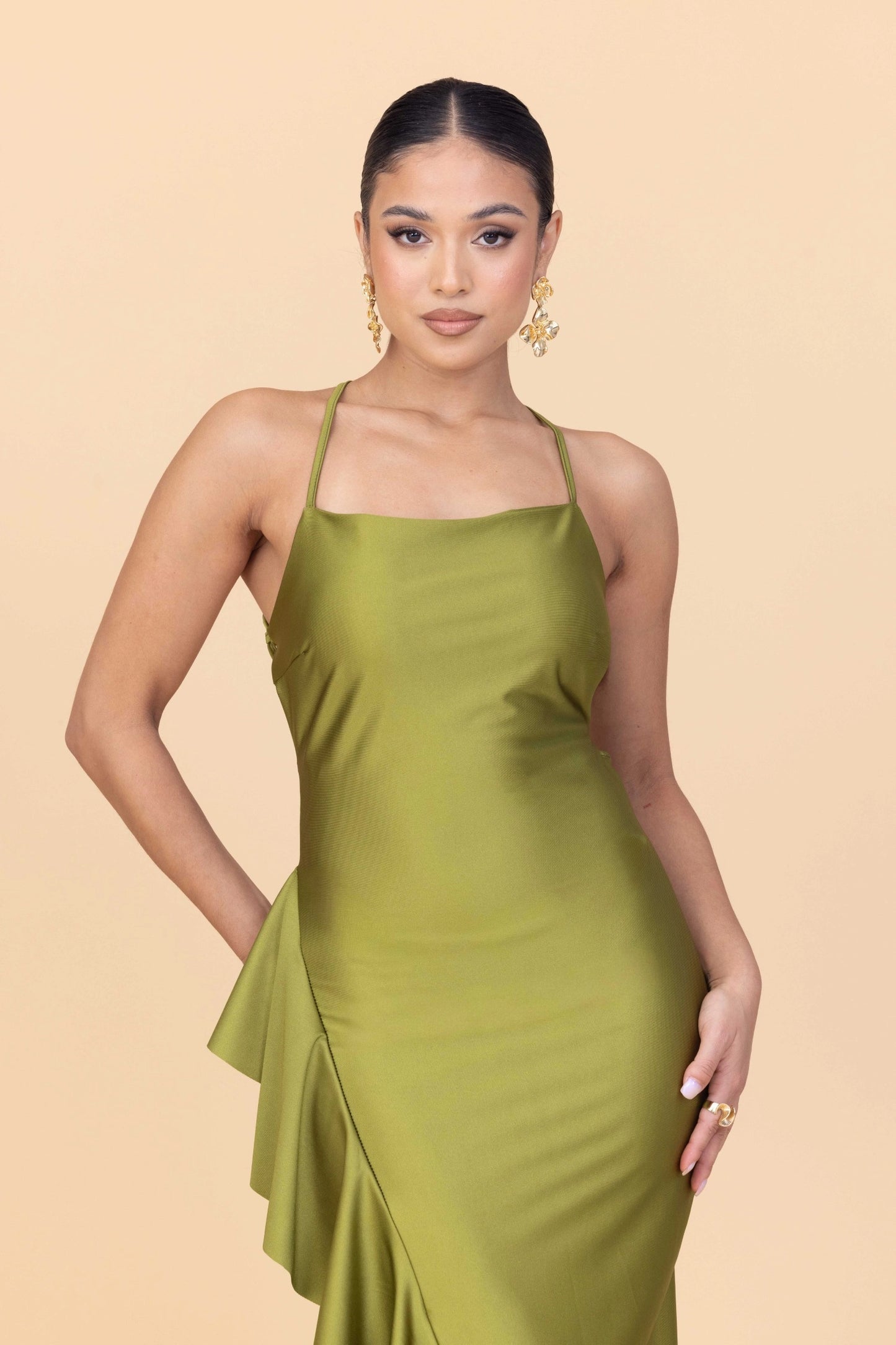 GRACE Deep Olive Maxi Dress Petite