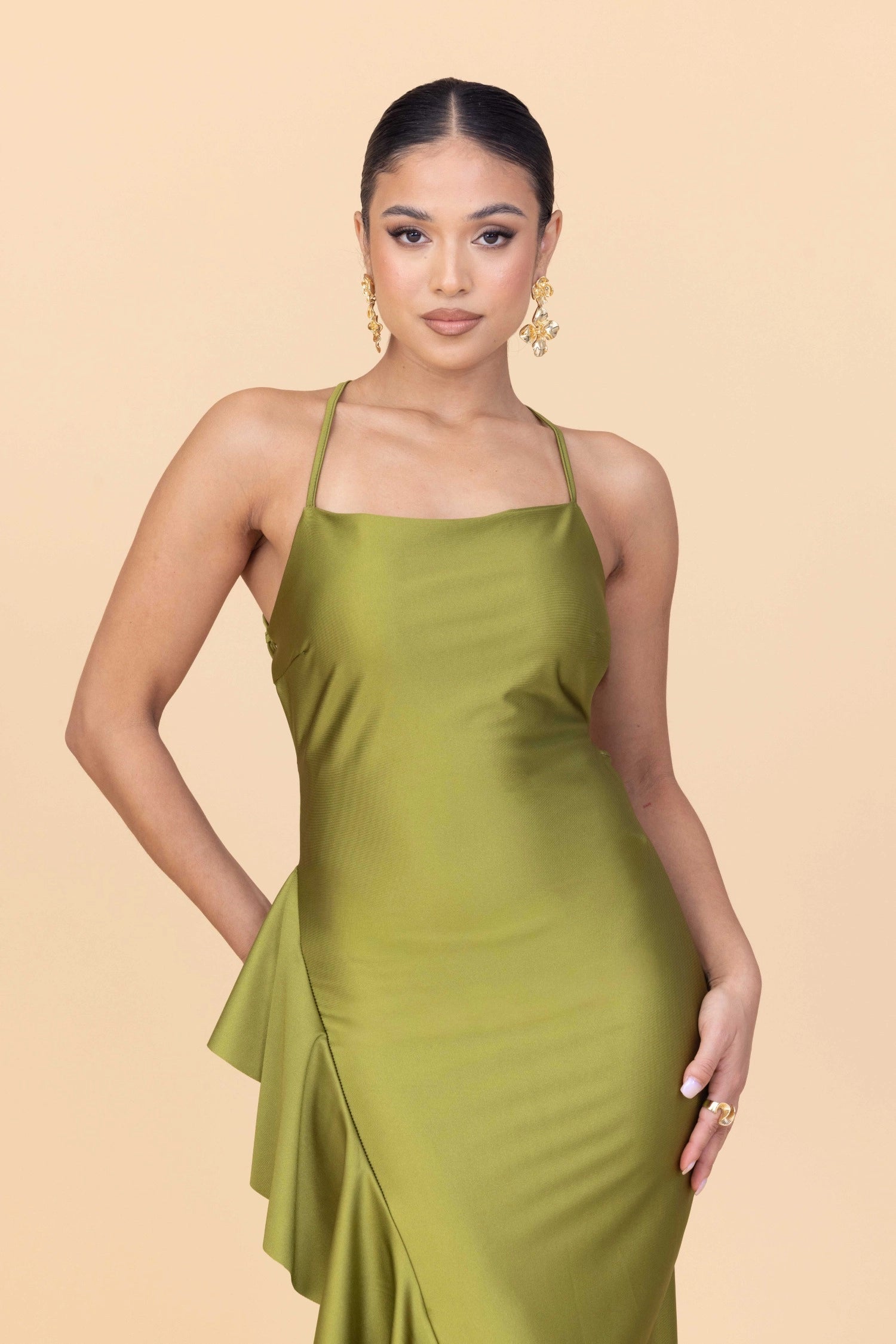 GRACE Deep Olive Maxi Dress Petite