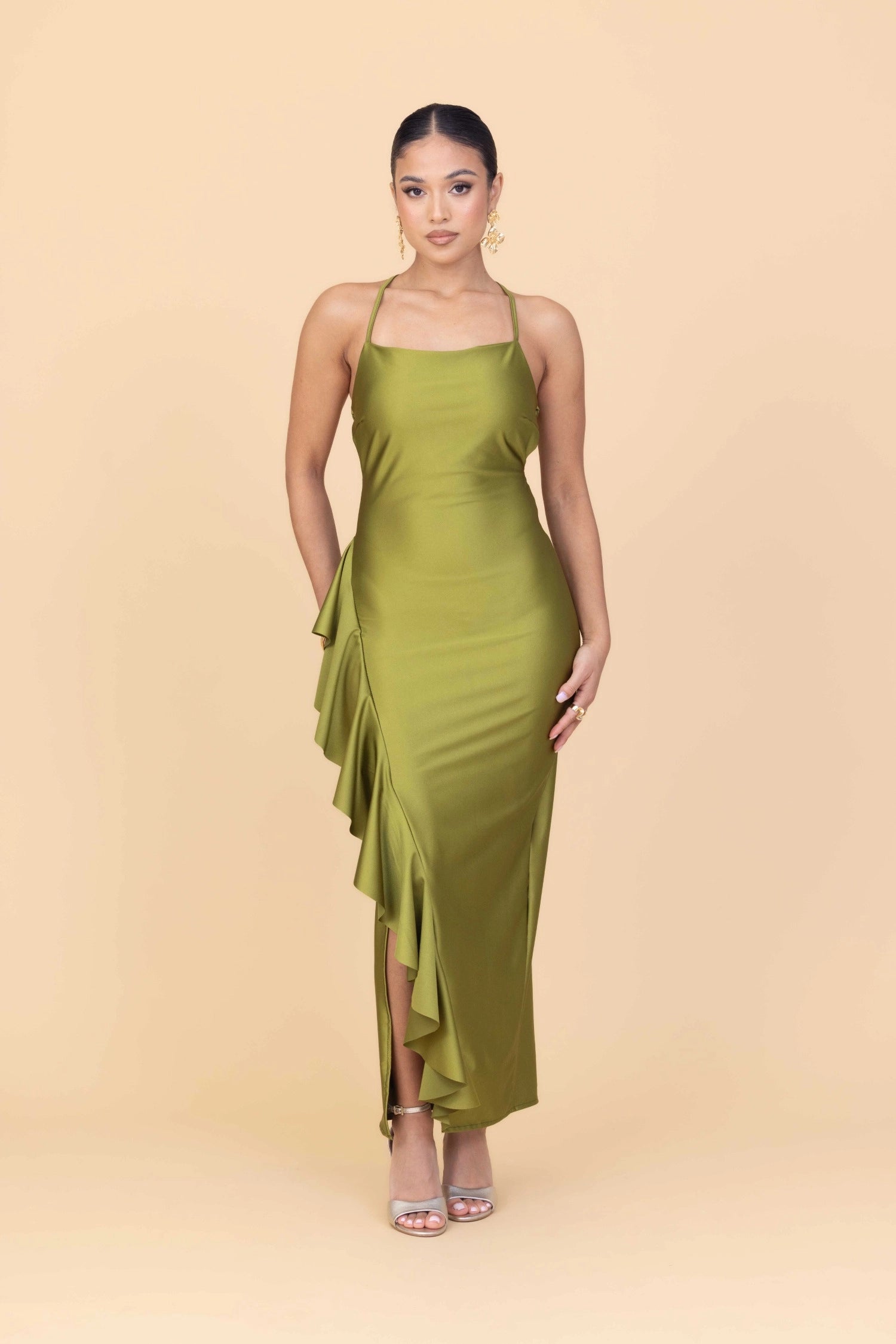 GRACE Deep Olive Maxi Dress Petite