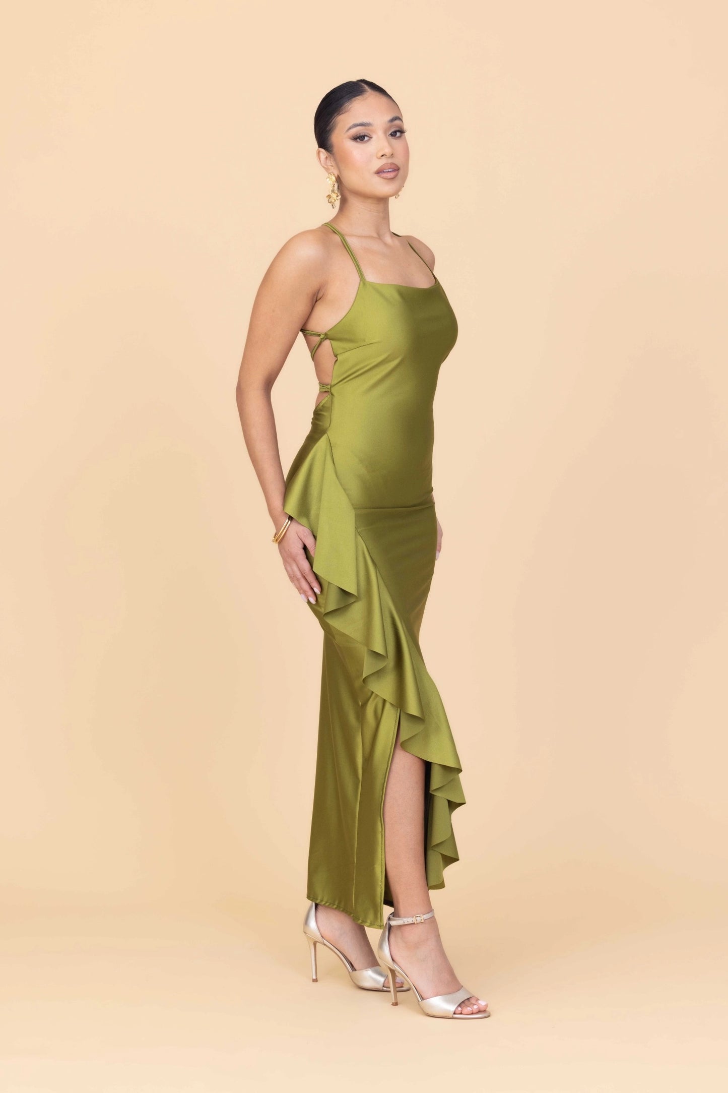 GRACE Deep Olive Maxi Dress Petite