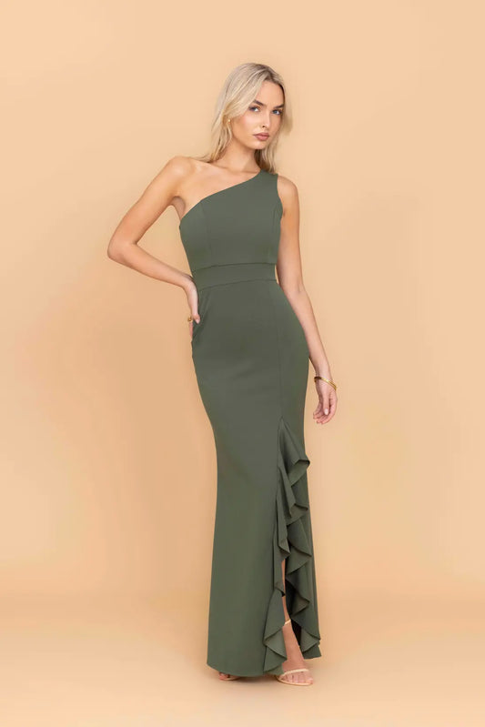 MILLY Dark Khaki Maxi Dress