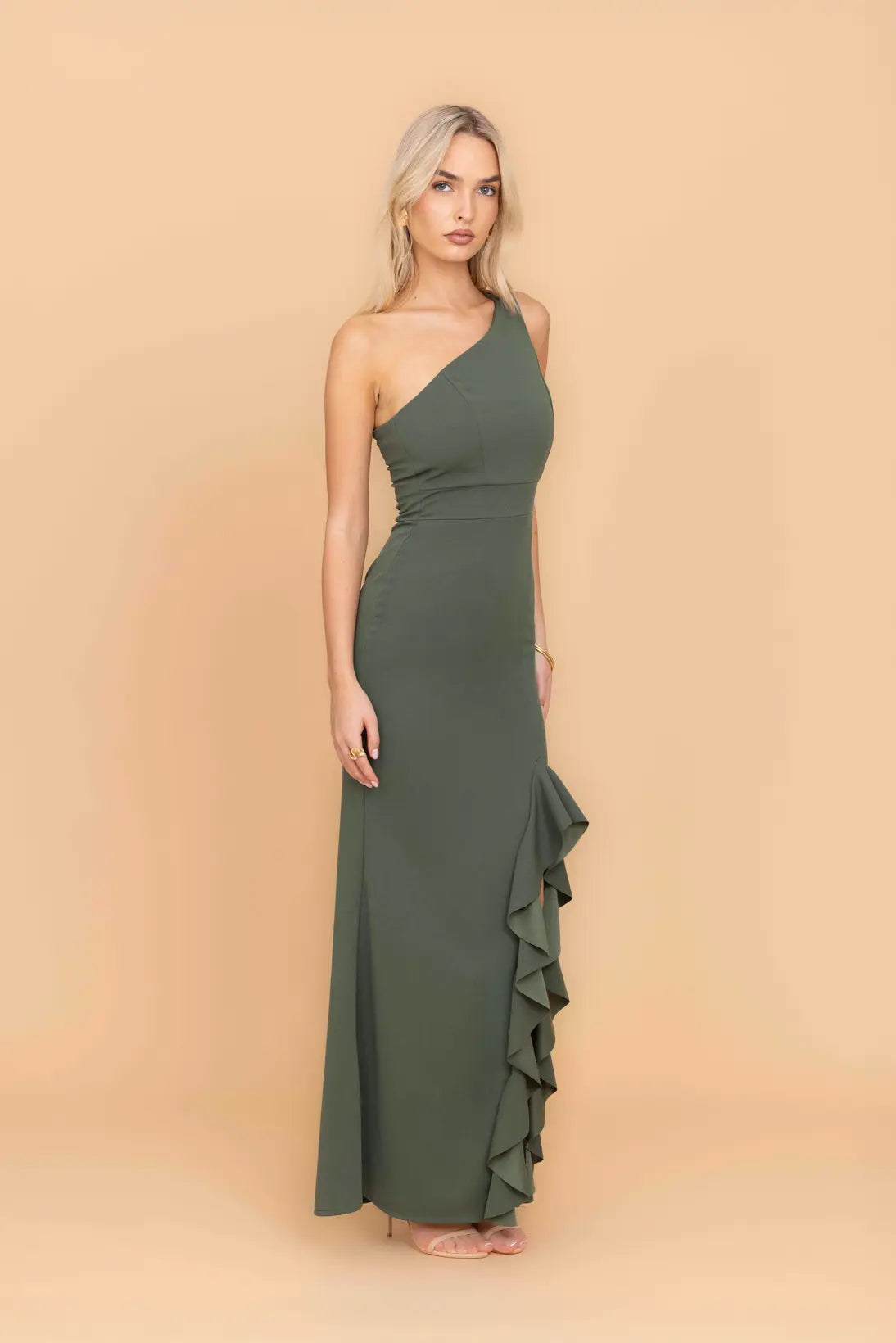 MILLY Dark Khaki Maxi Dress