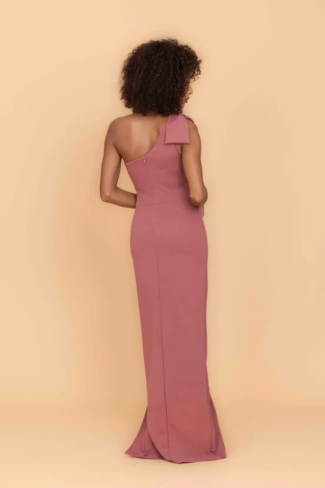 TALIA Dark Mauve Pink Bow Maxi Dress