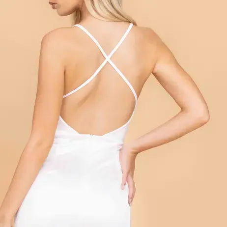 ALLY White Backless Maxi Dress