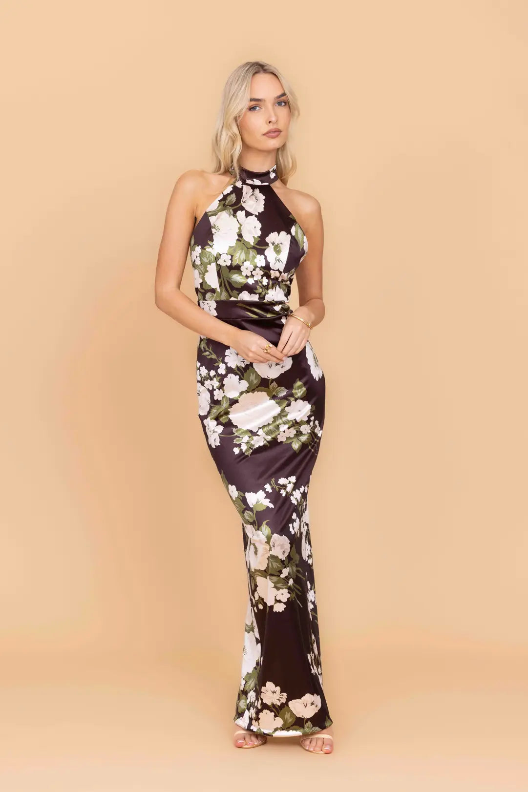 ABIGAIL Dark Chocolate Floral Maxi Dress