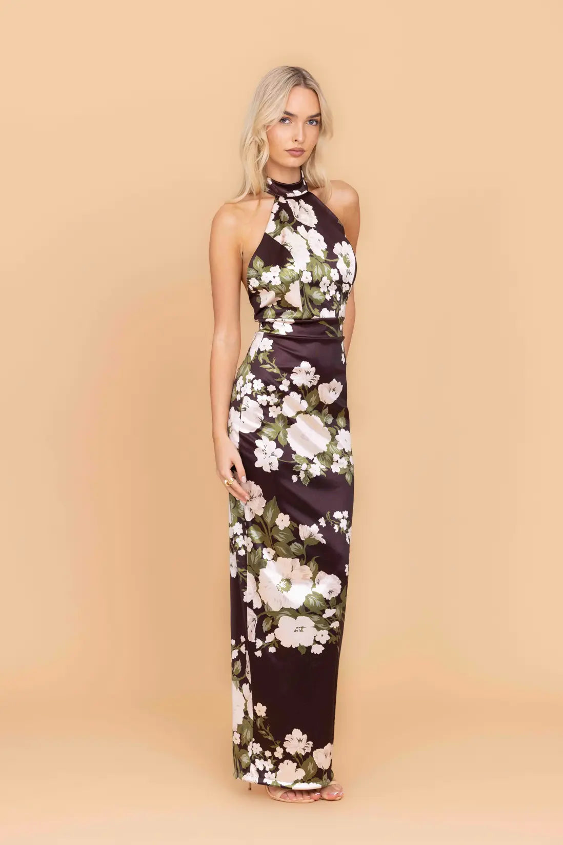 ABIGAIL Dark Chocolate Floral Maxi Dress
