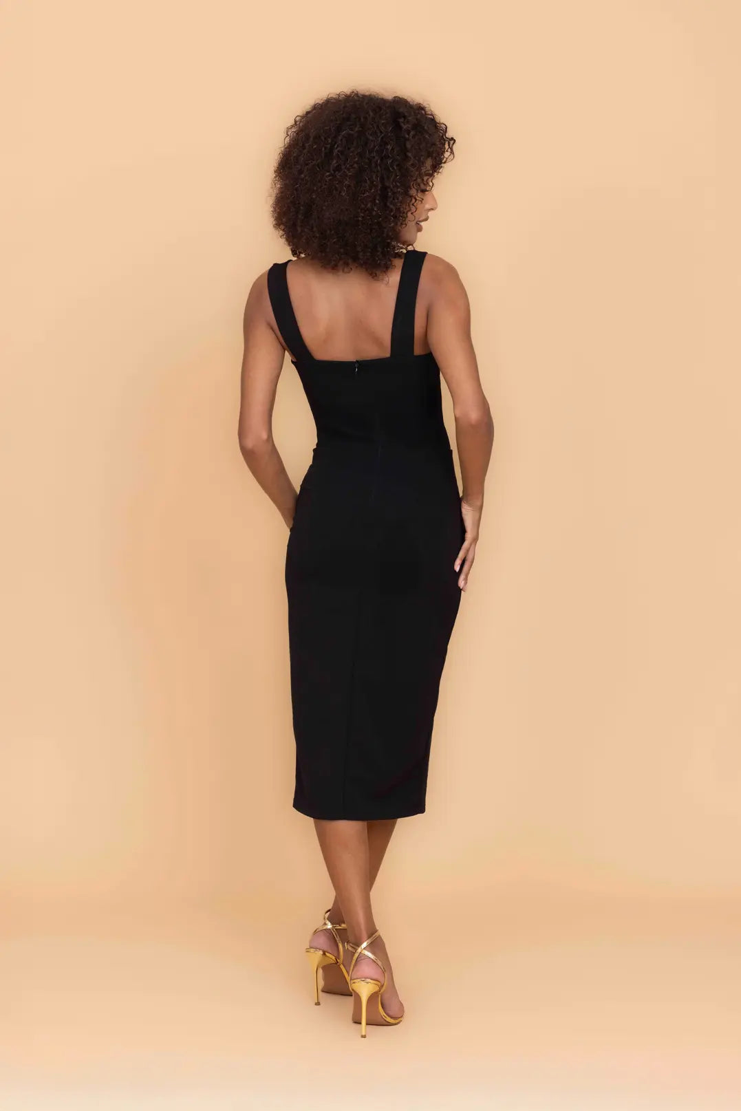 ELOISE Black Midi Dress