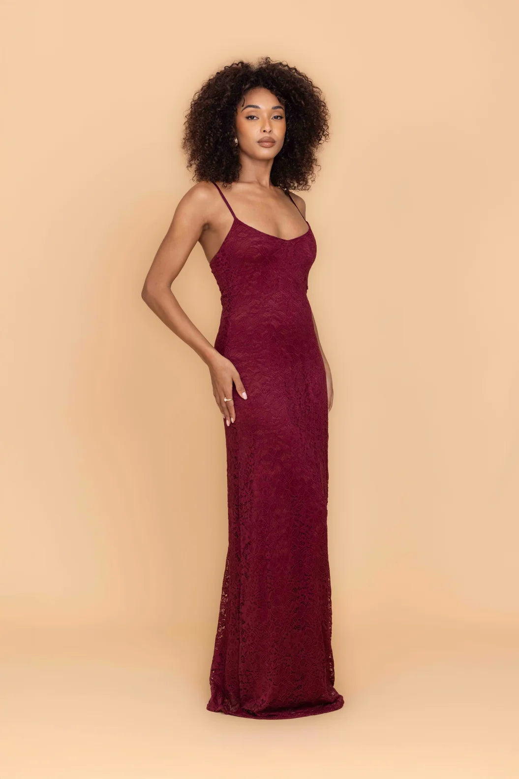 SANDY Berry Wine Strappy Lace Maxi Dress | WalG London SANDY Berry Wine Strappy Lace Maxi Dress | WalG London