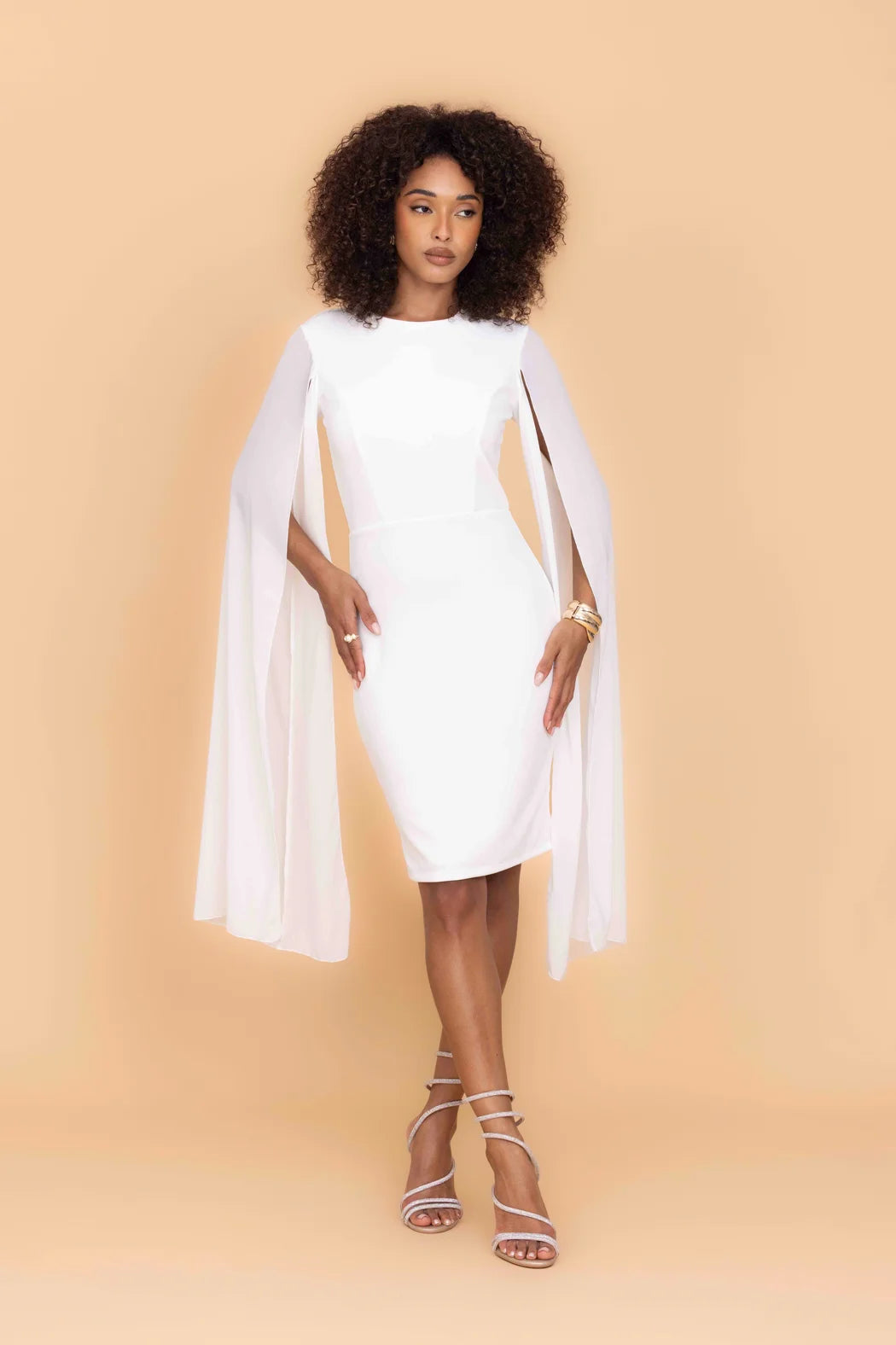 HOLLY White Midi Dress