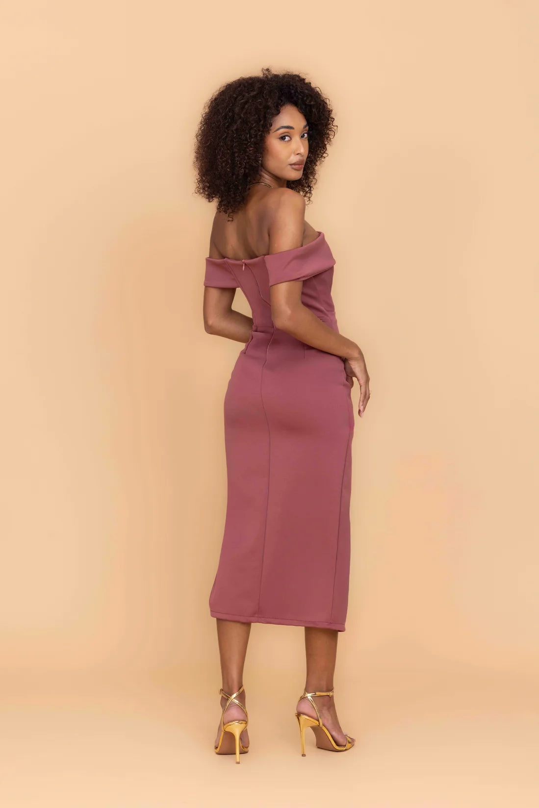 VINCENZO Dark Mauve Midi Dress