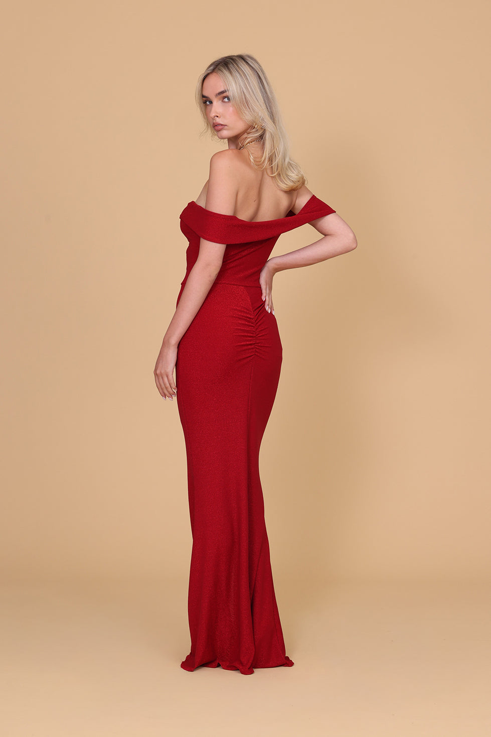 SASHA Cherry Red Glitter Maxi Dress