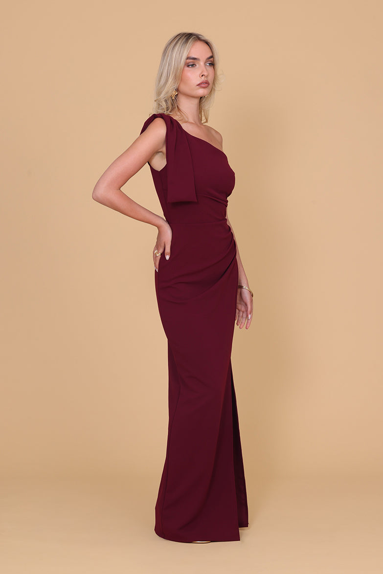 TALIA Burgunderrotes Maxikleid