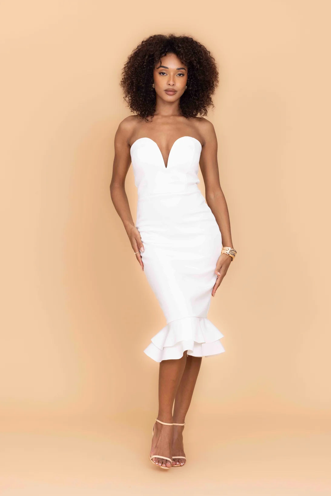 LOLA White Midi Dress