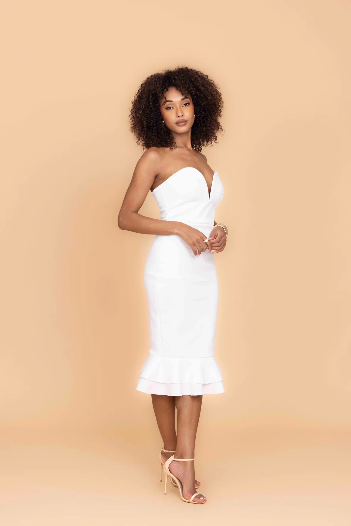 LOLA White Midi Dress