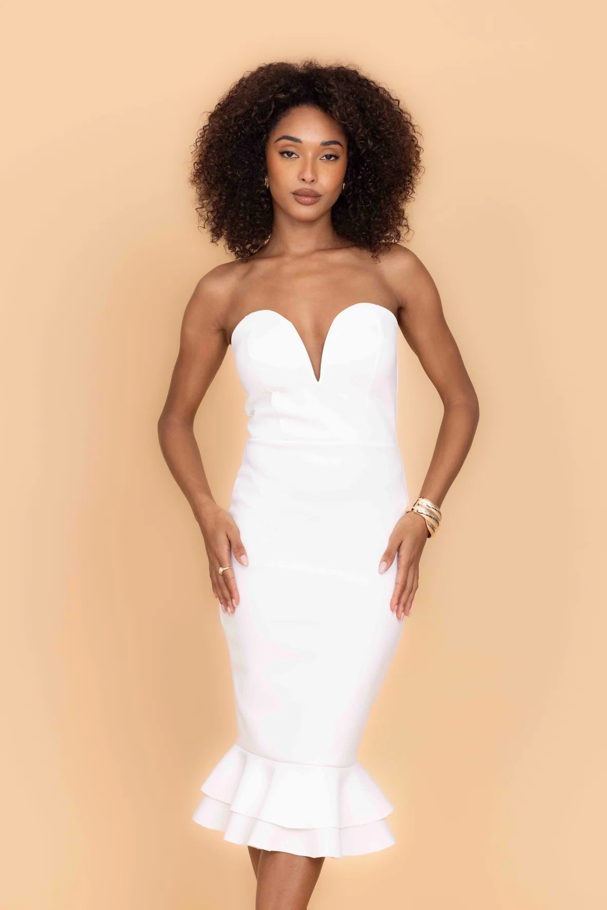 LOLA White Midi Dress
