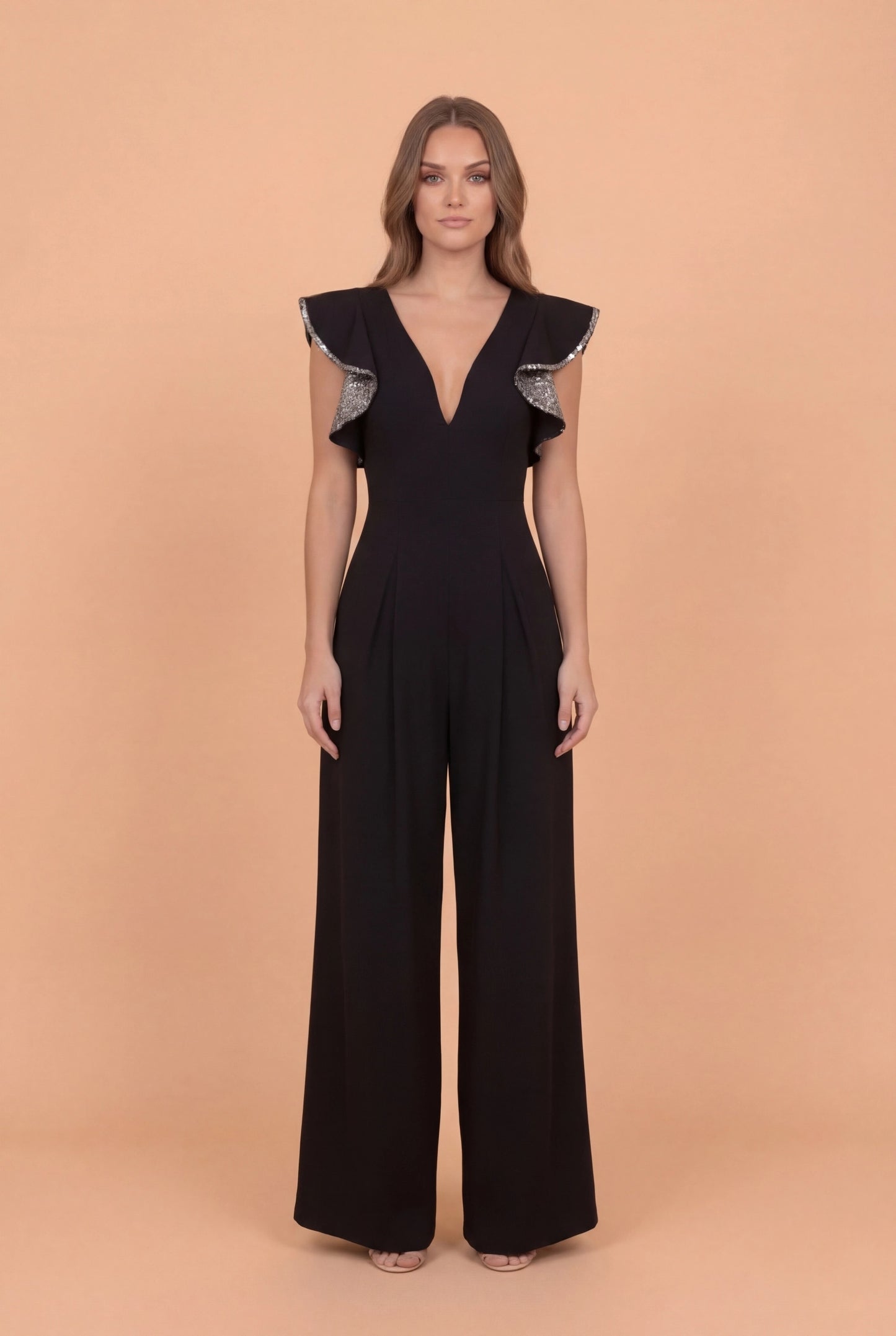 Maya Black Jumpsuit with Silver Sequins