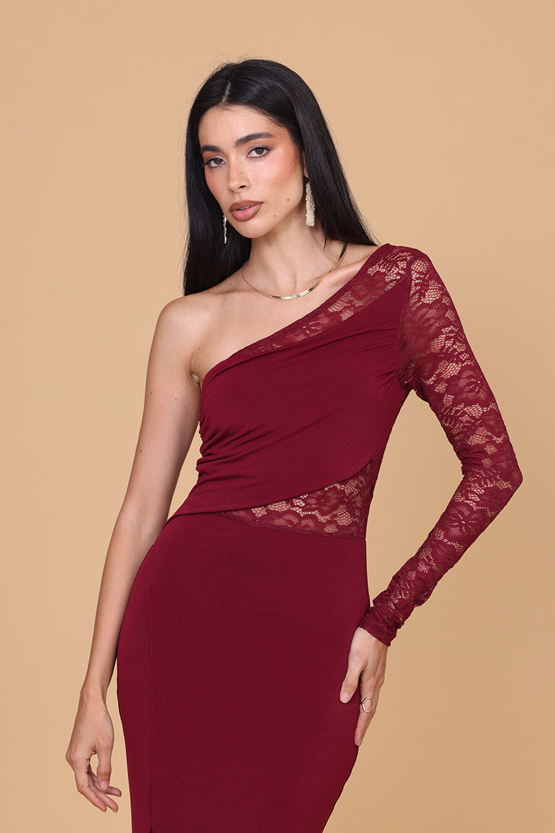 LARINA Wine Maxi Dress