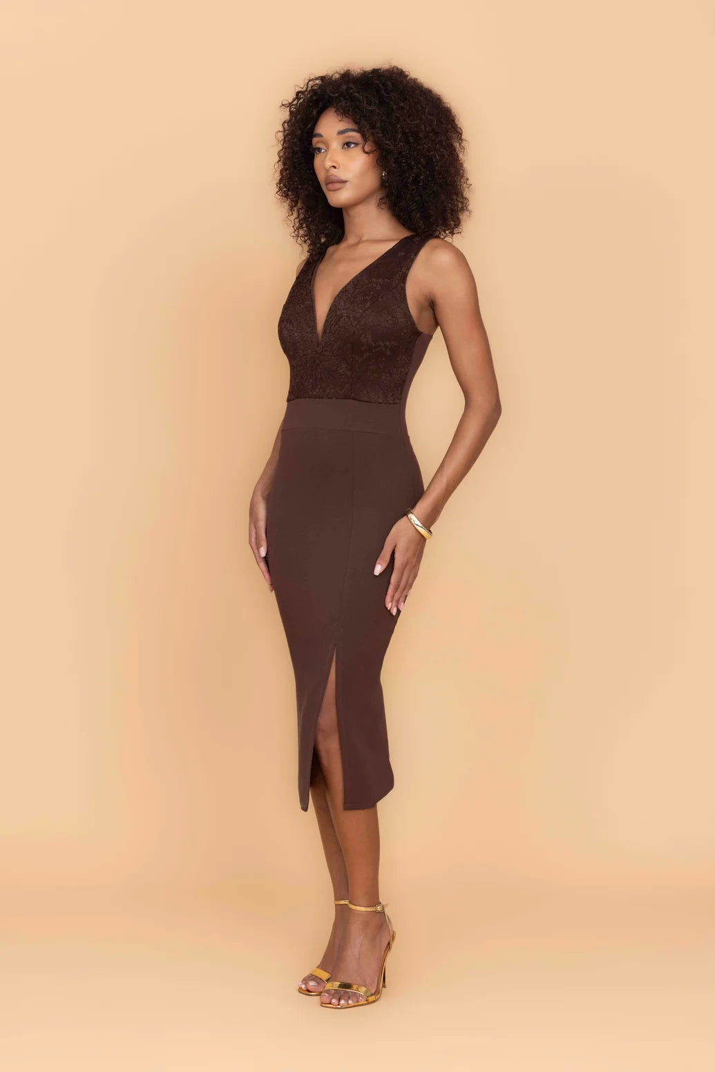 ESME Brown Midi Dress