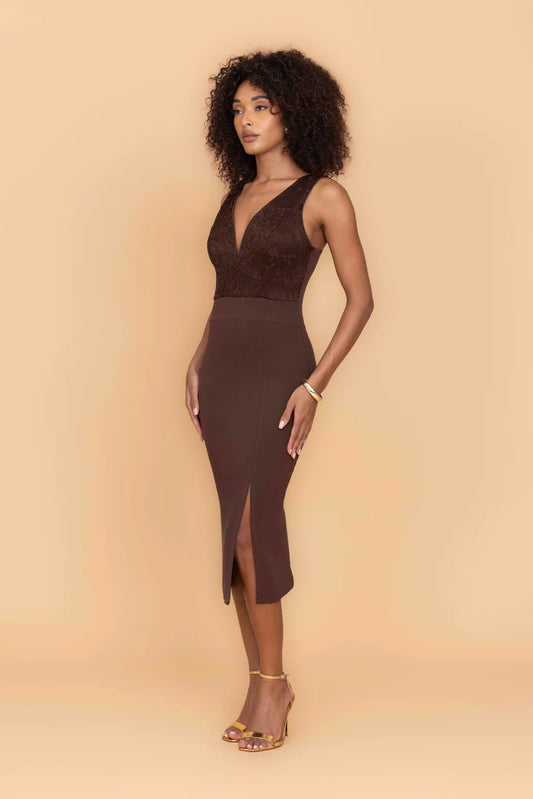 ESME Brown Midi Dress