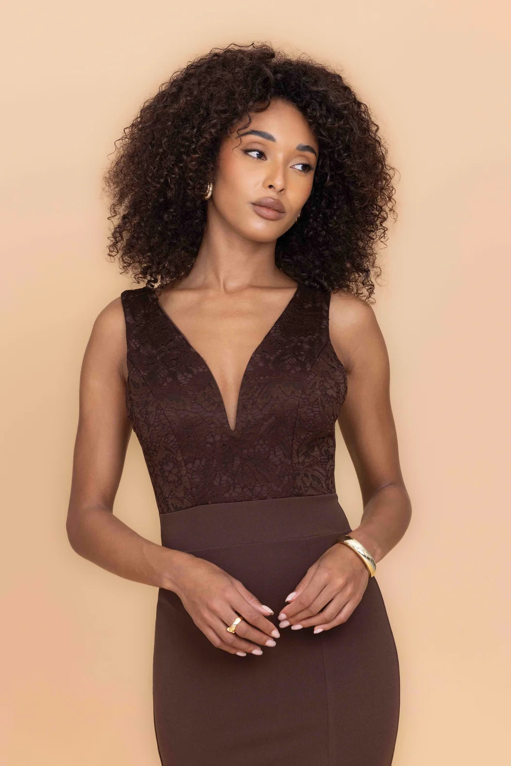 ESME Brown Midi Dress