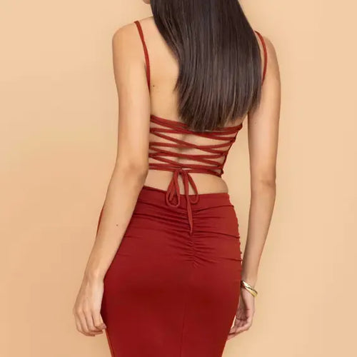 MARY Burnt Orange Rose Detail Maxi Dress with Tie Back | WalG London MARY Burnt Orange Rose Detail Maxi Dress with Tie Back | WalG London