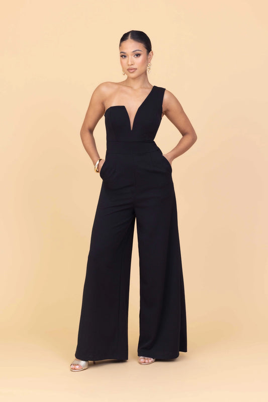 Black One Shulder Jumpsuit