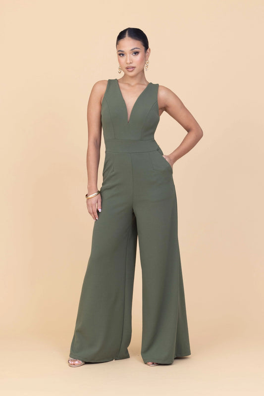 LIVIA Light Khaki Jumpsuit Petite