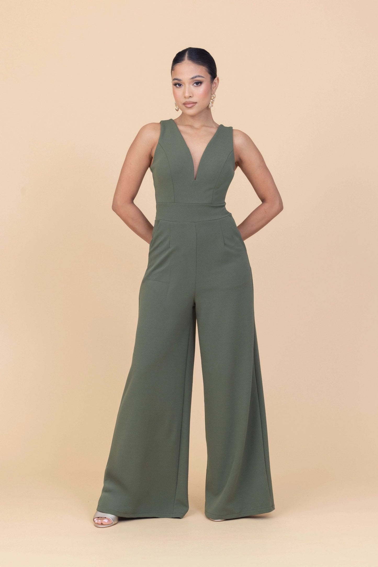 LIVIA Light Khaki Jumpsuit Petite
