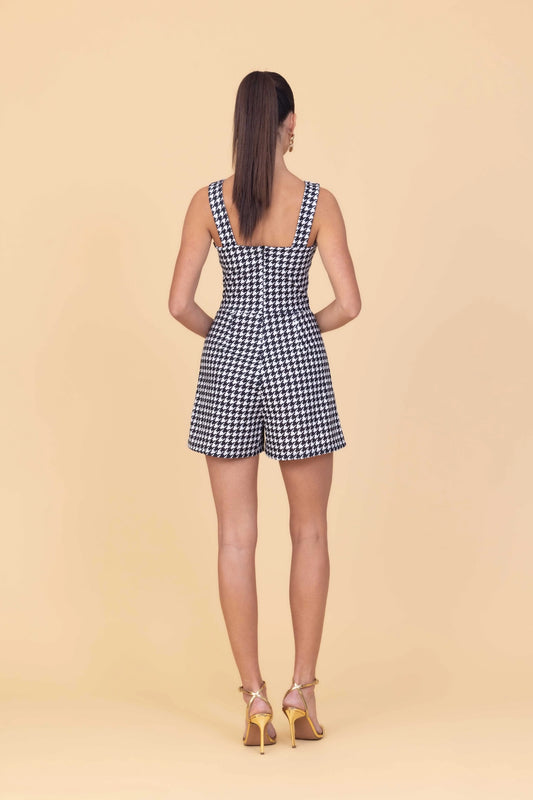 CLEO Black & White Check Playsuit