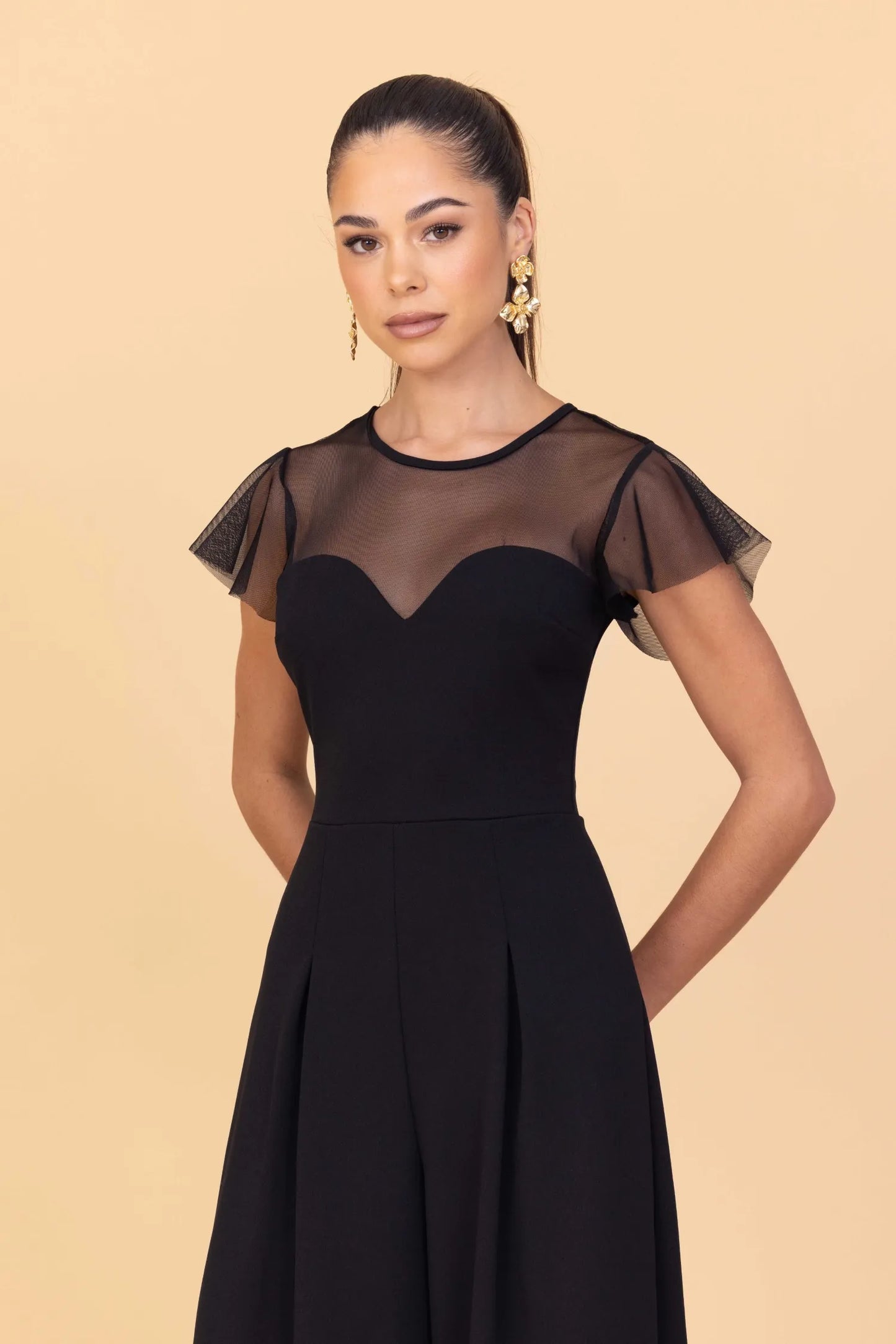 Black Sheer Shouldered Dress