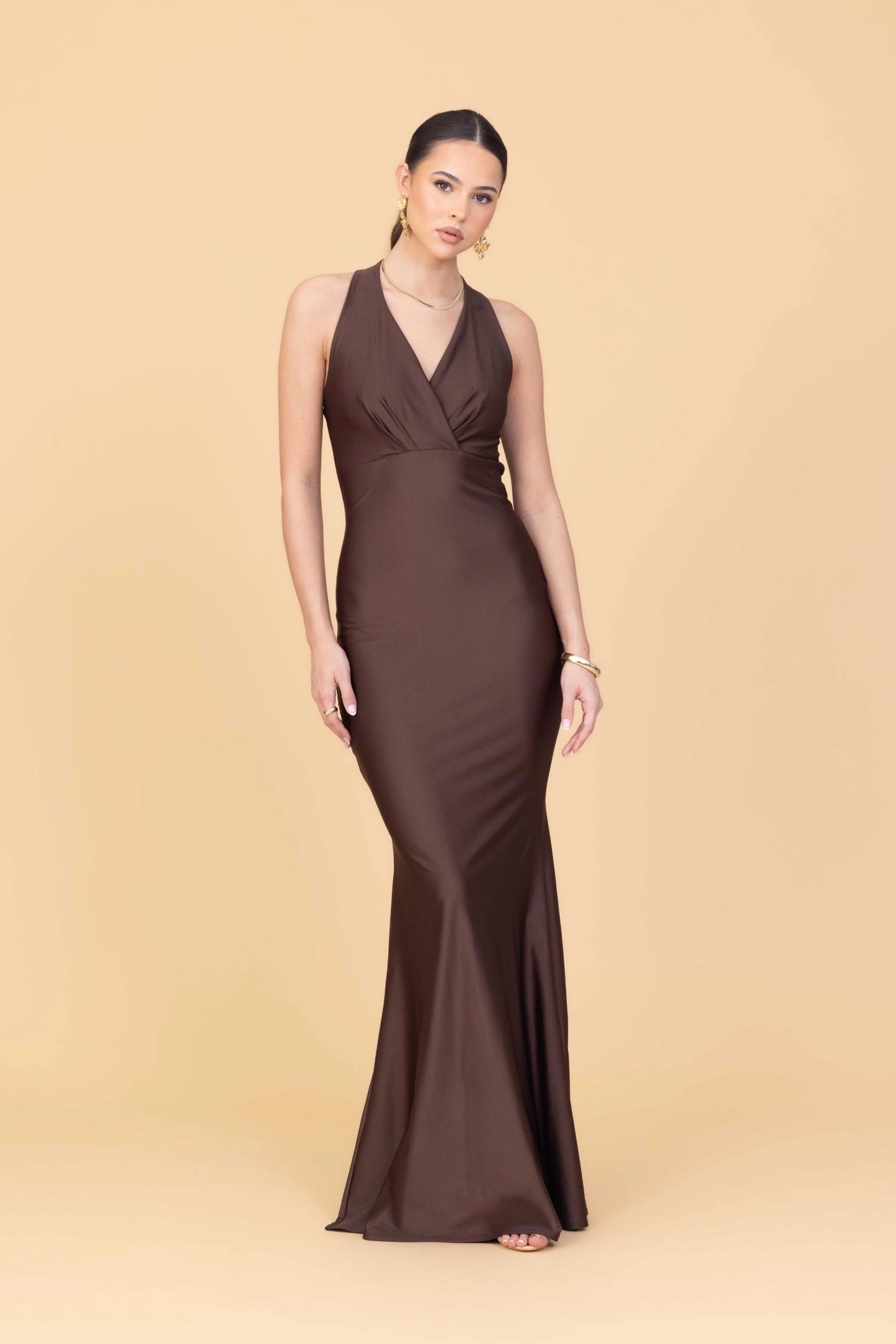 ORNELLA Braunes Maxikleid groß