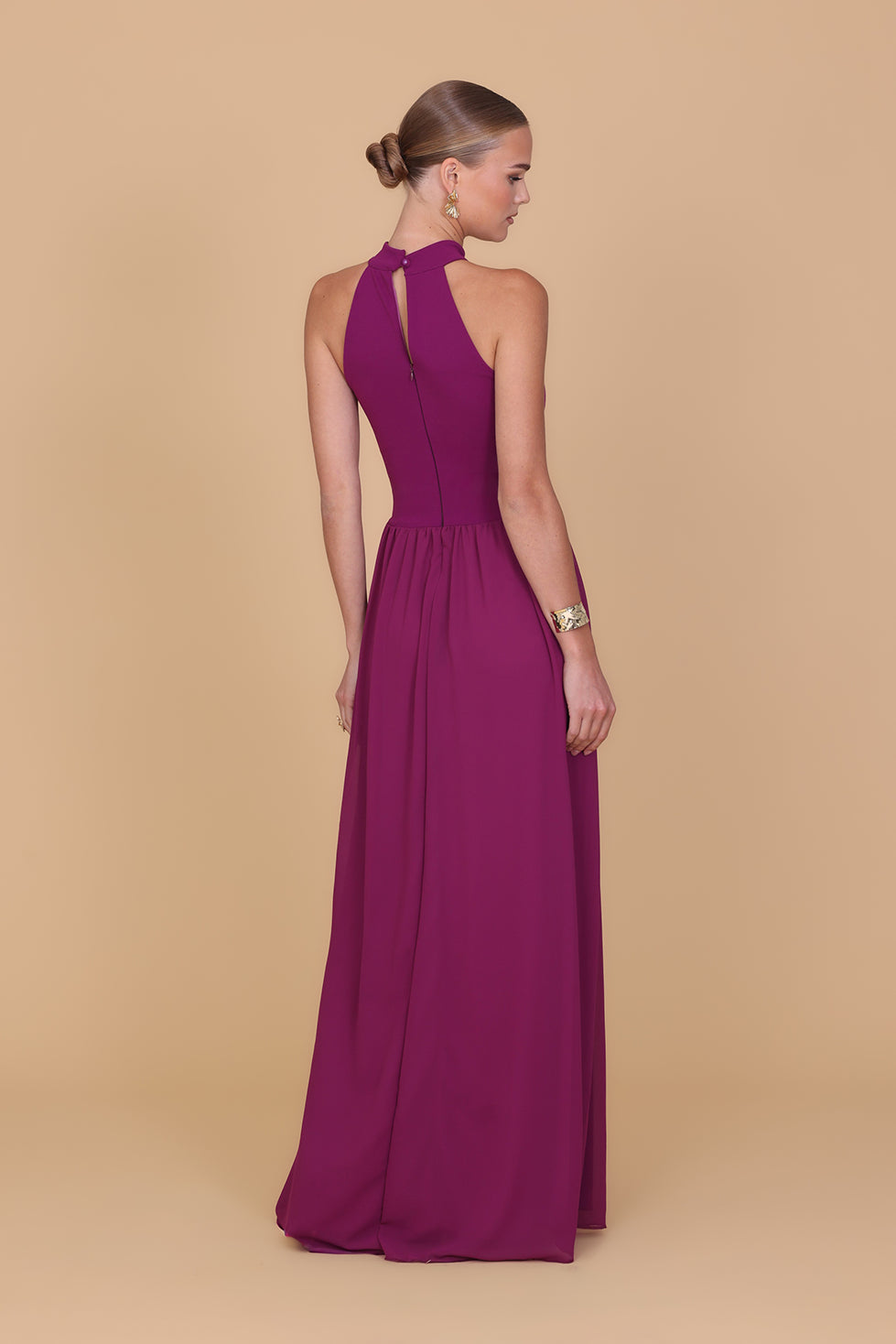 LILAH Pflaumen-Maxikleid