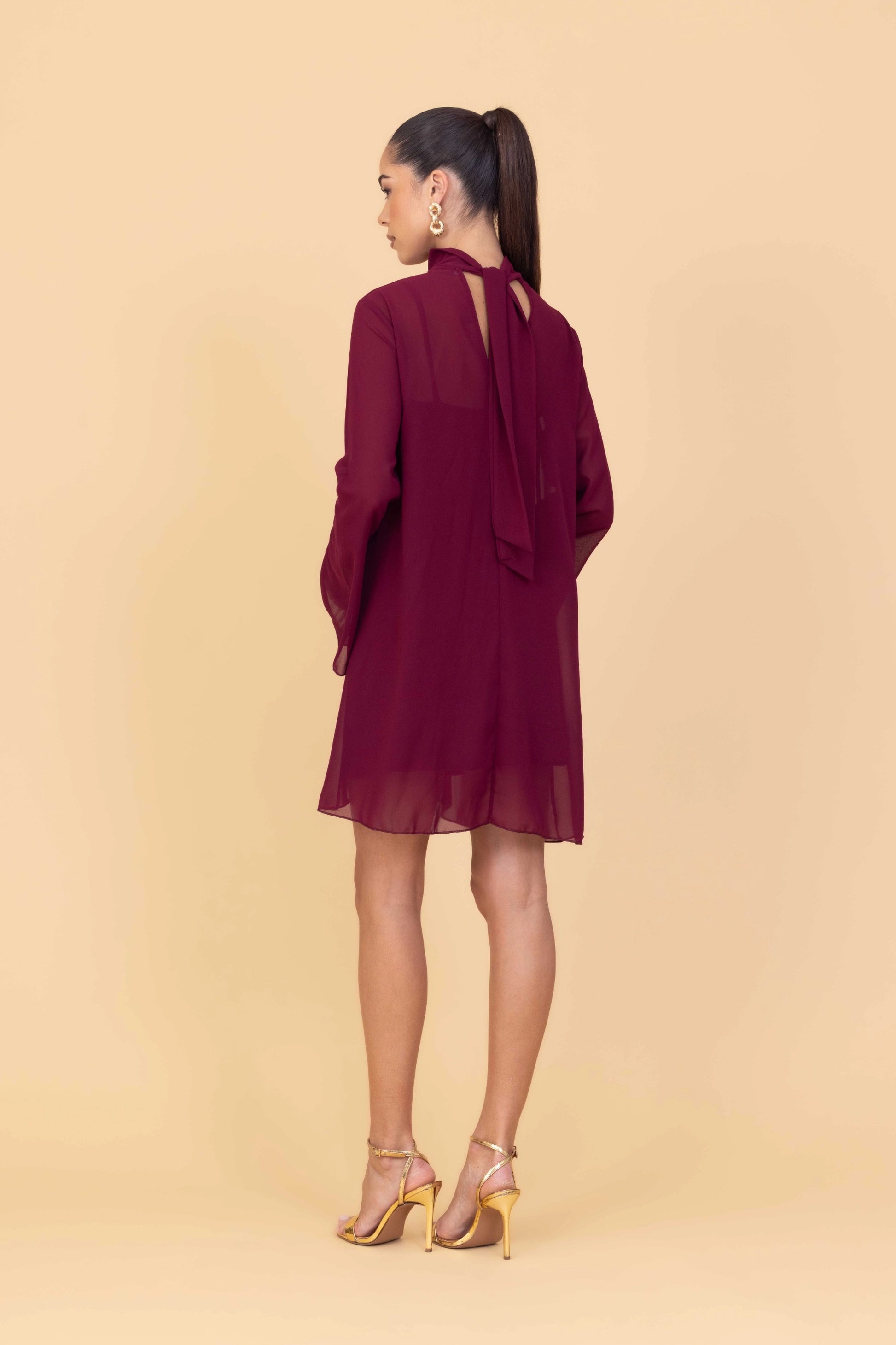 FELICITY Weinrotes Minikleid