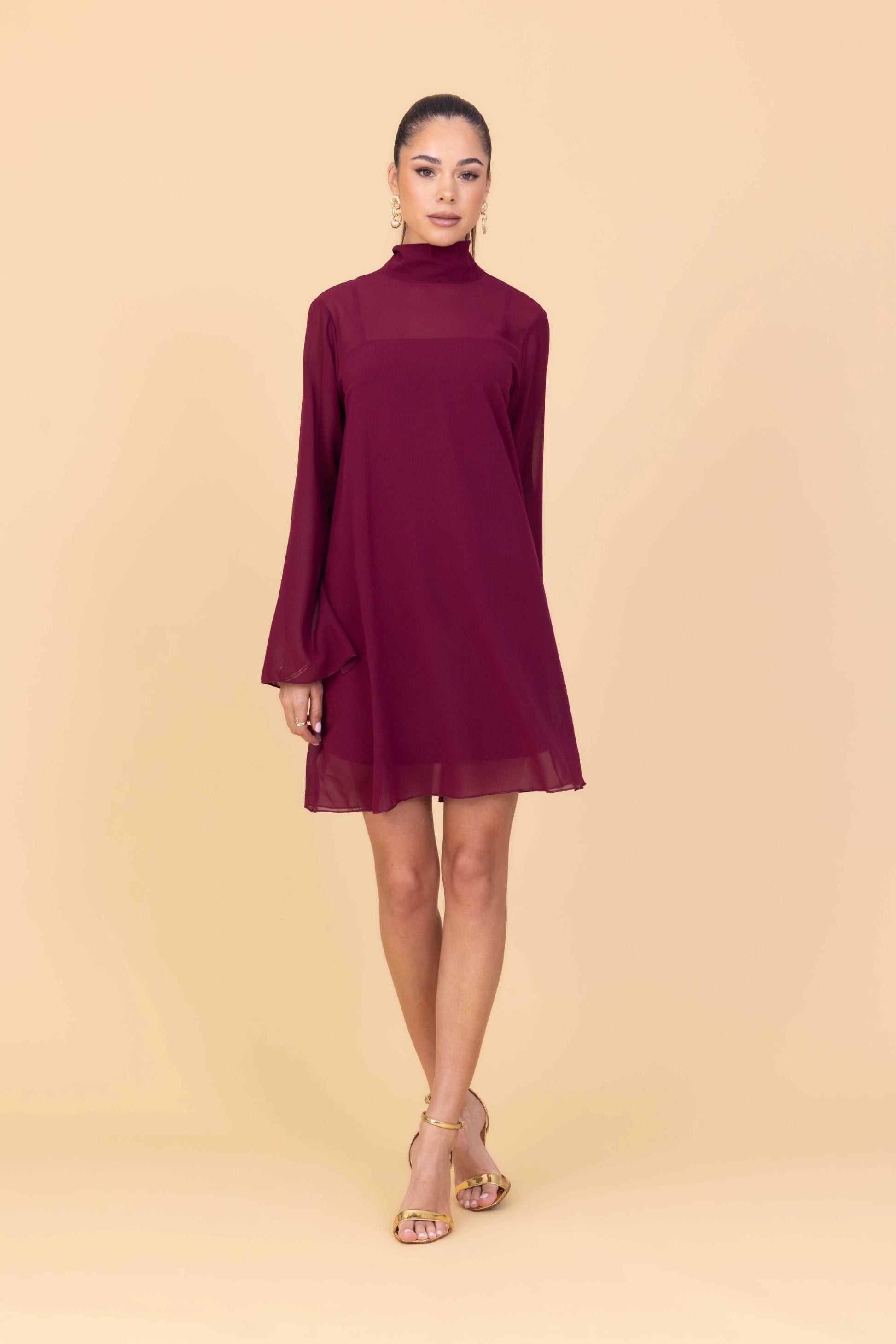 FELICITY Weinrotes Minikleid