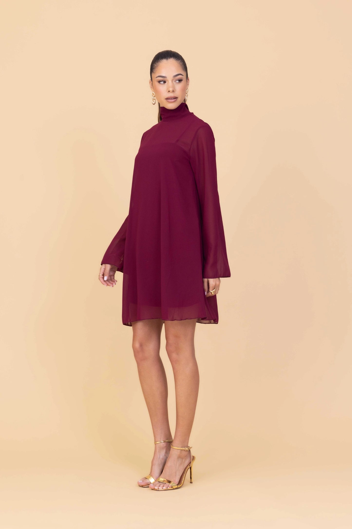 FELICITY Weinrotes Minikleid