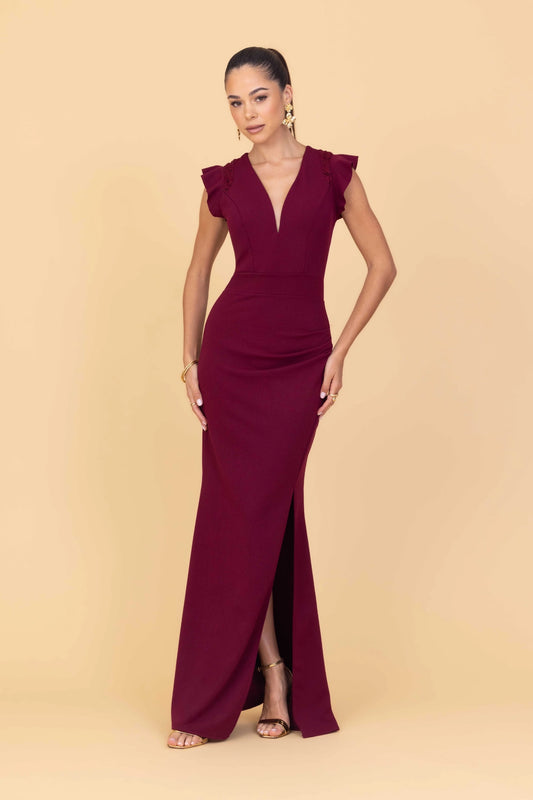 CLAUDIA Wine Maxi Dress