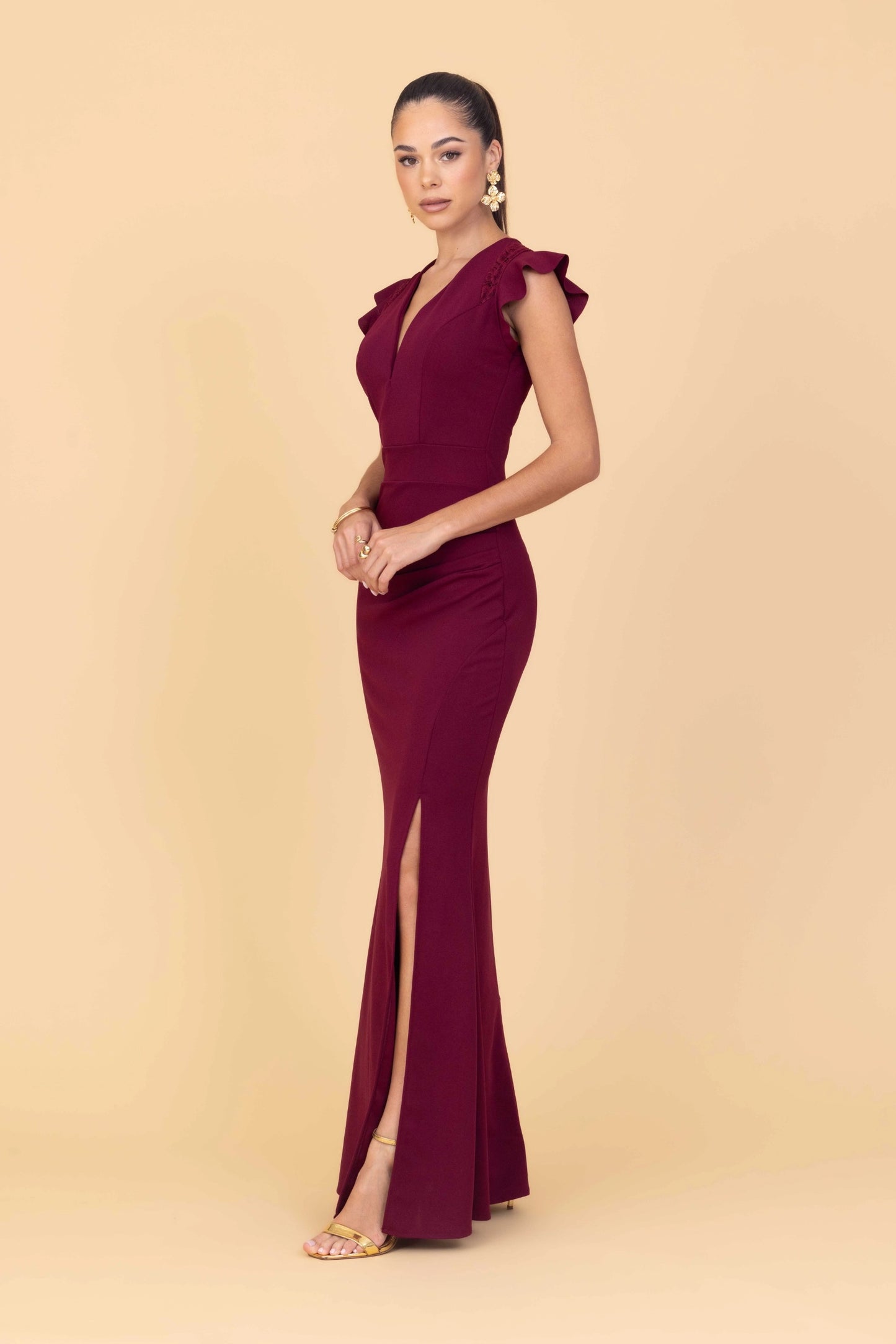 CLAUDIA Wine Maxi Dress