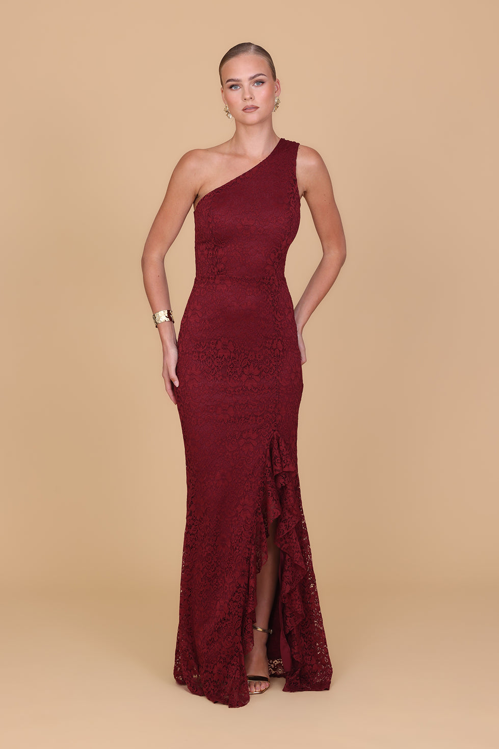 RHEA Weinfarbenes Maxikleid
