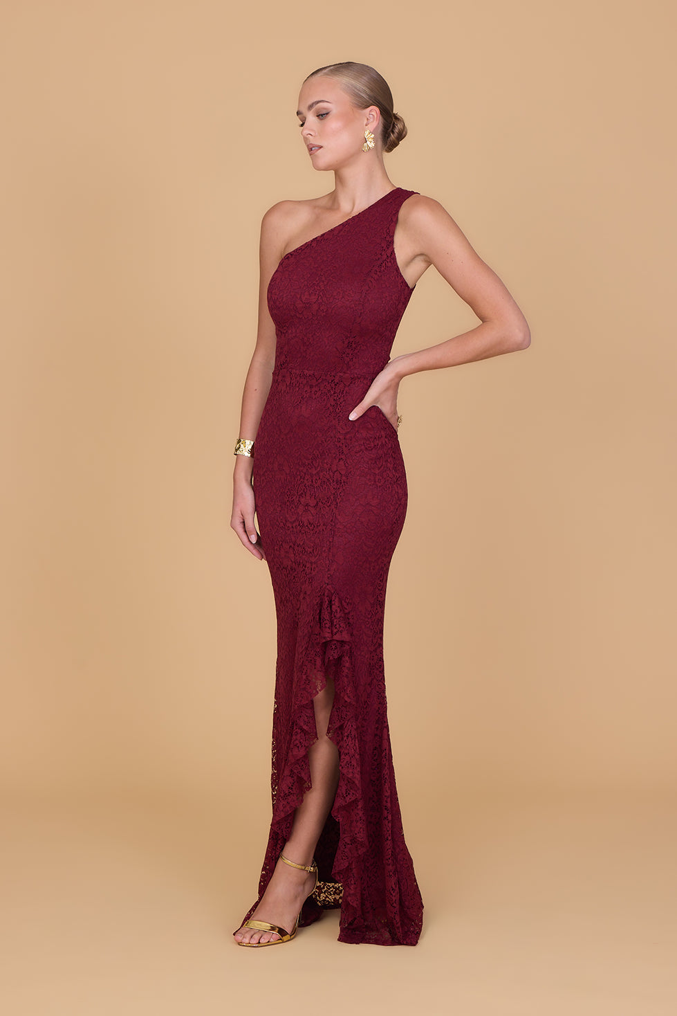 RHEA Weinfarbenes Maxikleid