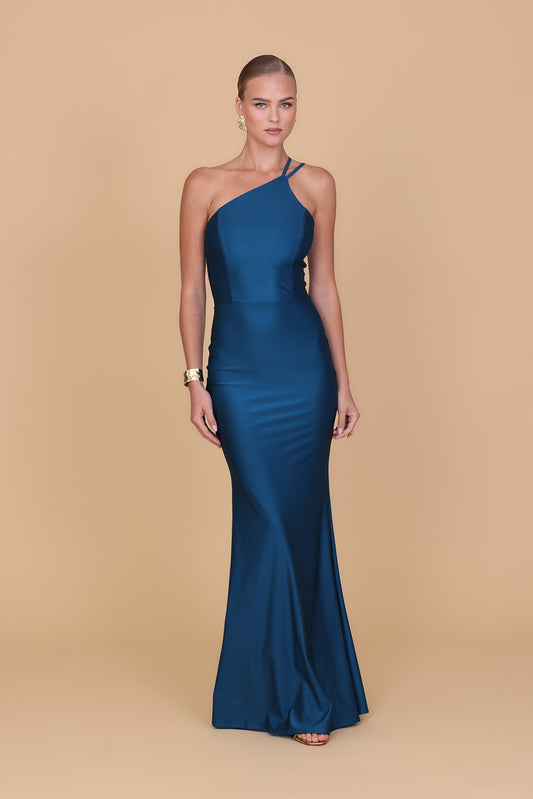 ZYLA Dunkelblaugrünes Maxikleid