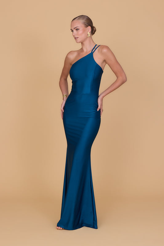 ZYLA Dunkelblaugrünes Maxikleid
