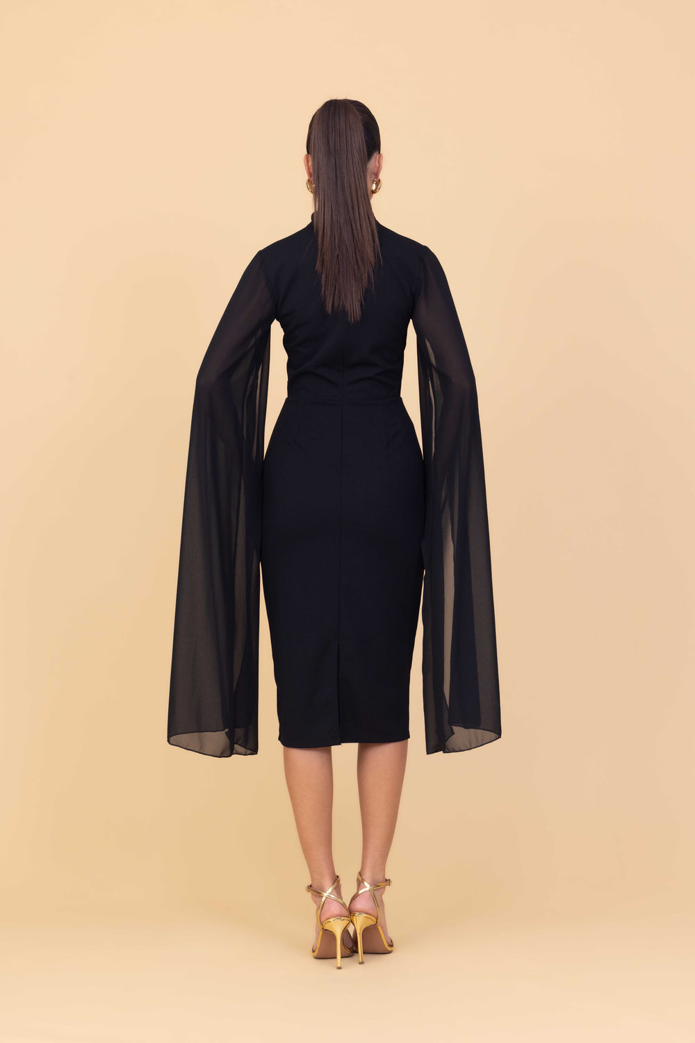 ALLY Black Midi Dress