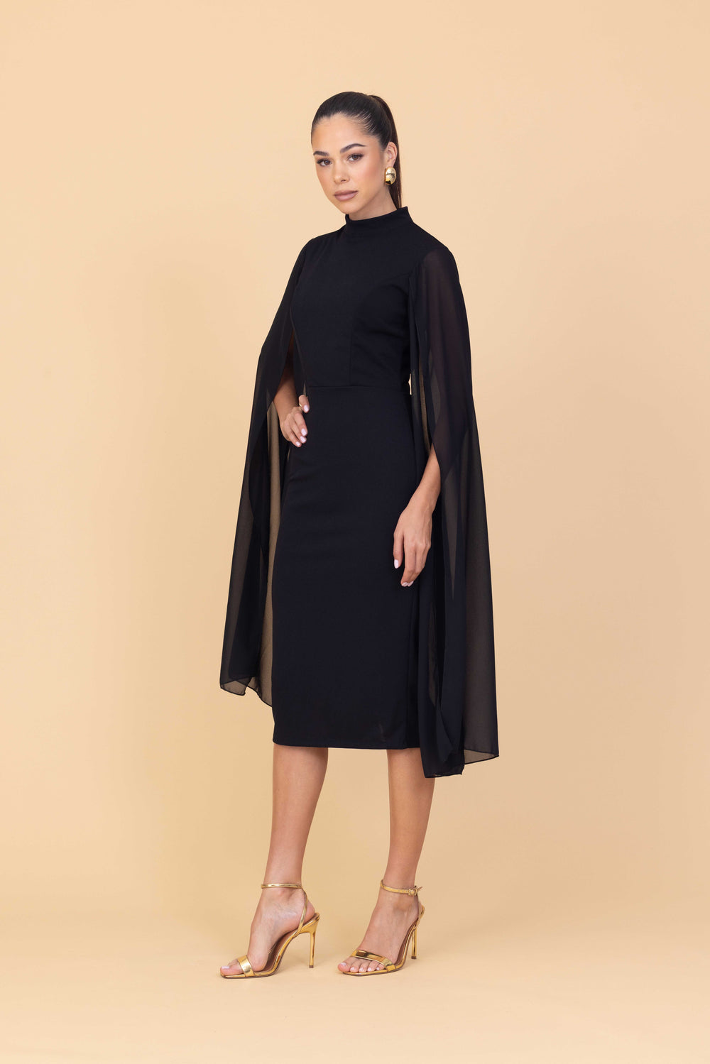 ALLY Black Midi Dress